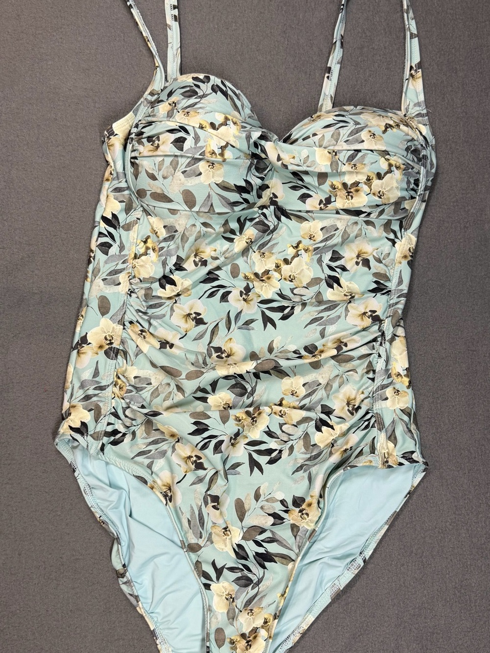 Nip Tuck Swim Chelsea Aqua Floral ruched, one piece swimsuit